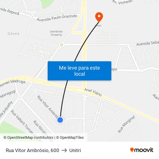 Rua Vítor Ambrósio, 600 to Unitri map