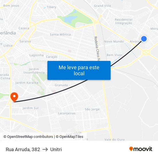 Rua Arruda, 382 to Unitri map