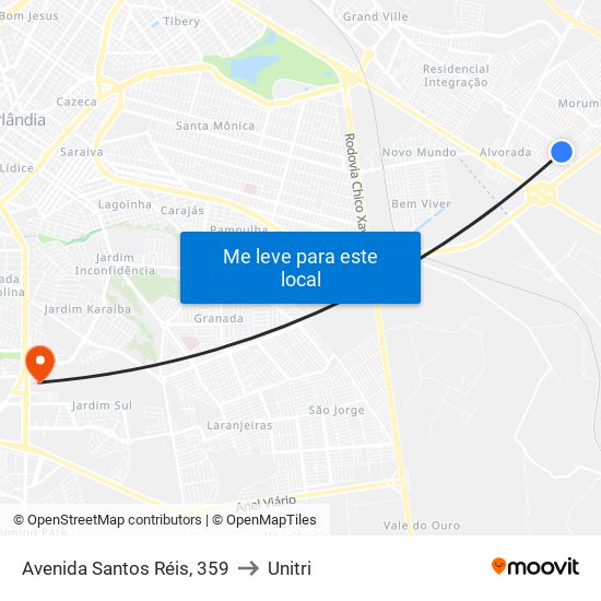 Avenida Santos Réis, 359 to Unitri map