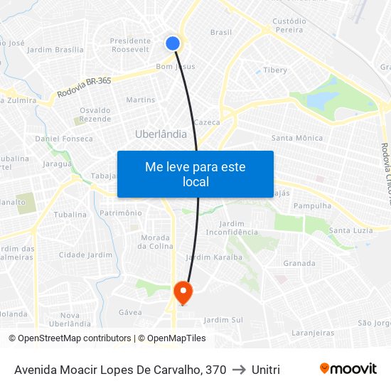 Avenida Moacir Lopes De Carvalho, 370 to Unitri map