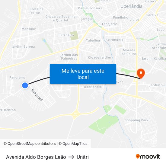 Avenida Aldo Borges Leão to Unitri map