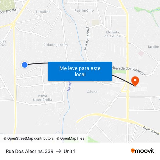 Rua Dos Alecrins, 339 to Unitri map