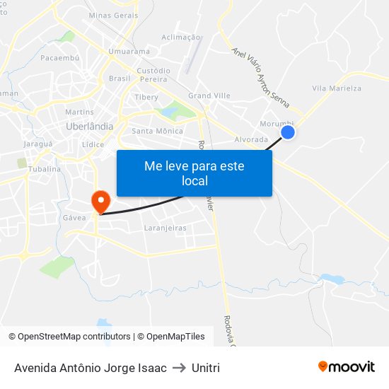 Avenida Antônio Jorge Isaac to Unitri map