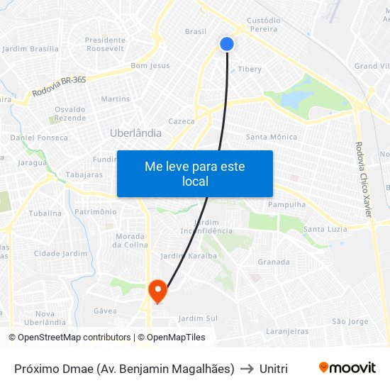 Próximo Dmae (Av. Benjamin Magalhães) to Unitri map