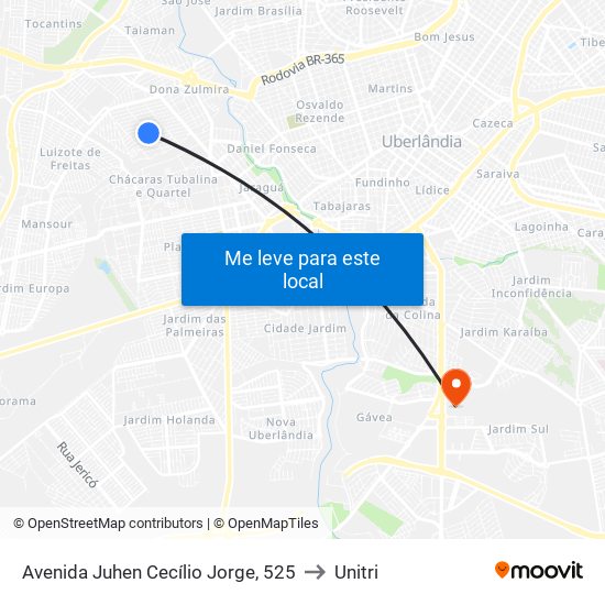 Avenida Juhen Cecílio Jorge, 525 to Unitri map