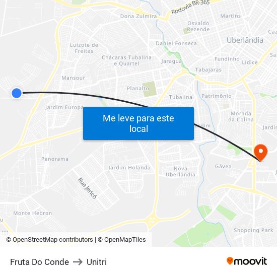 Fruta Do Conde to Unitri map