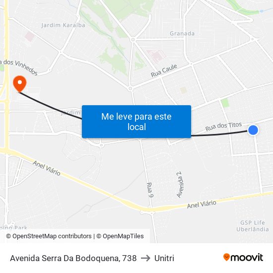 Avenida Serra Da Bodoquena, 738 to Unitri map