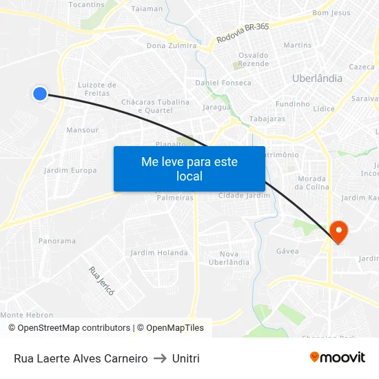 Rua Laerte Alves Carneiro to Unitri map