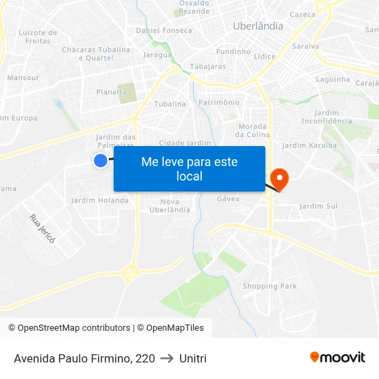 Avenida Paulo Firmino, 220 to Unitri map