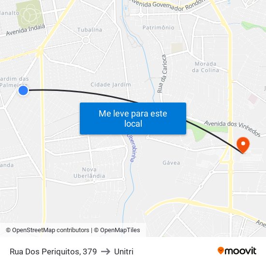 Rua Dos Periquitos, 379 to Unitri map