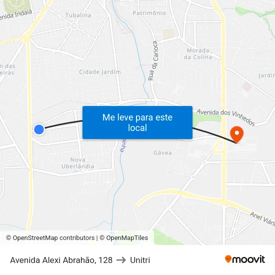 Avenida Alexi Abrahão, 128 to Unitri map