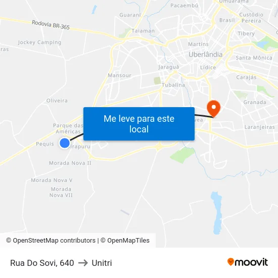 Rua Do Sovi, 640 to Unitri map