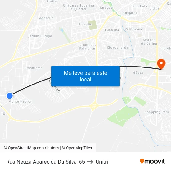 Rua Neuza Aparecida Da Silva, 65 to Unitri map