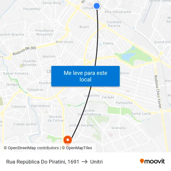 Rua República Do Piratini, 1691 to Unitri map