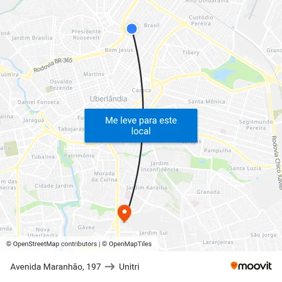 Avenida Maranhão, 197 to Unitri map