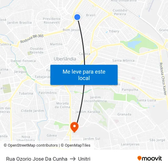 Rua Ozorio Jose Da Cunha to Unitri map