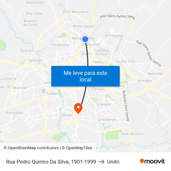 Rua Pedro Quirino Da Silva, 1901-1999 to Unitri map