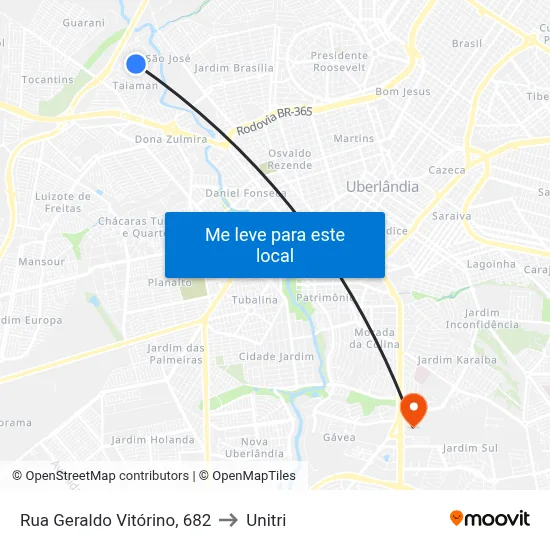 Rua Geraldo Vitórino, 682 to Unitri map