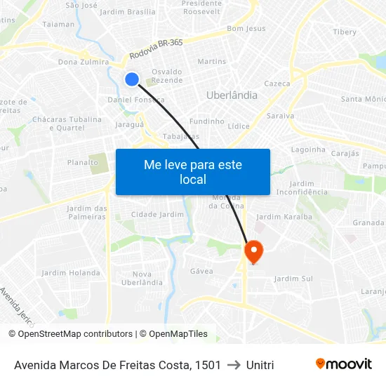 Avenida Marcos De Freitas Costa, 1501 to Unitri map