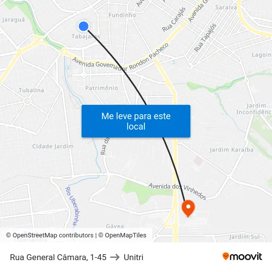 Rua General Câmara, 1-45 to Unitri map