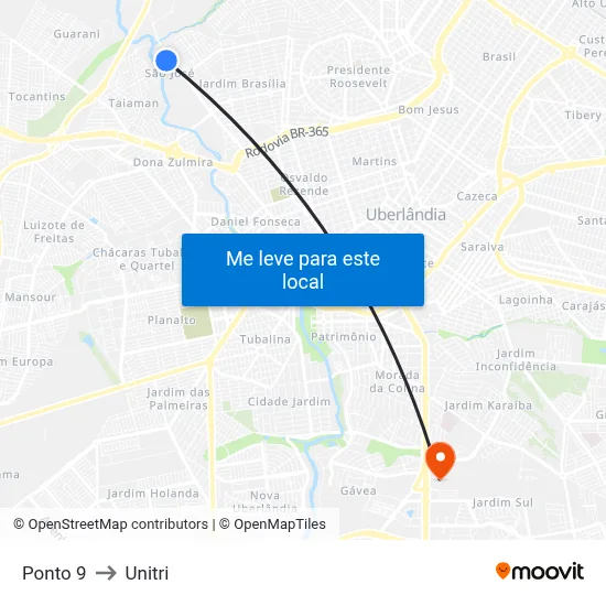 Ponto 9 to Unitri map