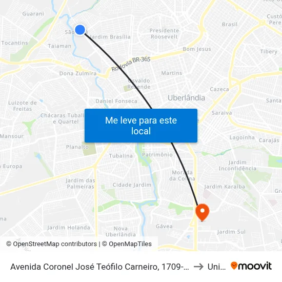 Avenida Coronel José Teófilo Carneiro, 1709-1799 to Unitri map