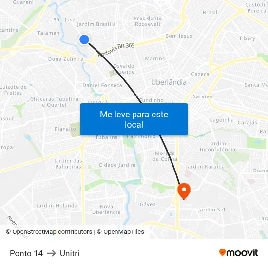 Ponto 14 to Unitri map