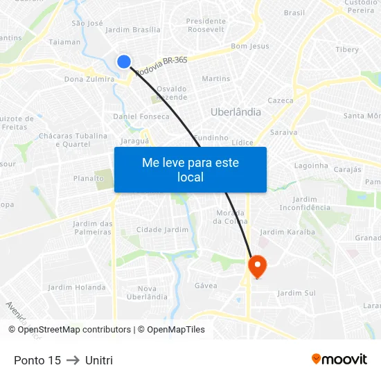 Ponto 15 to Unitri map
