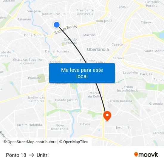 Ponto 18 to Unitri map