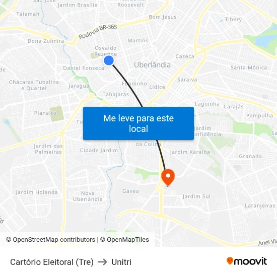 Cartório Eleitoral (Tre) to Unitri map