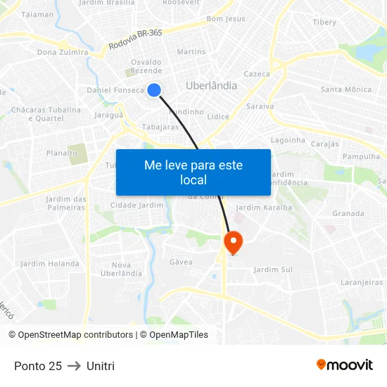 Ponto 25 to Unitri map