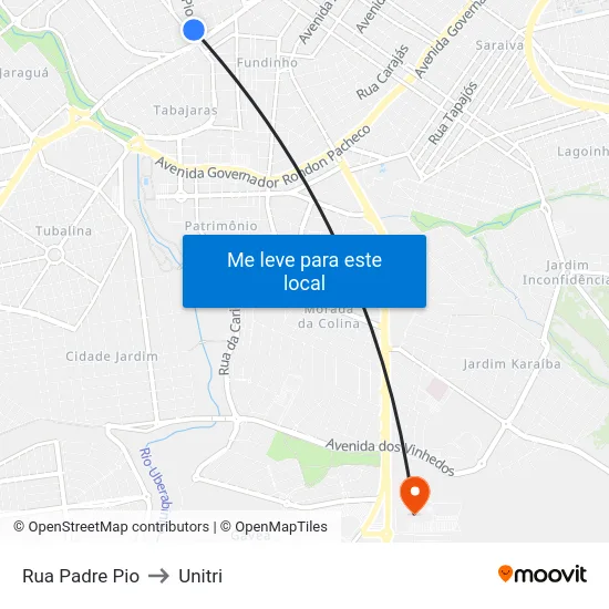 Rua Padre Pio to Unitri map