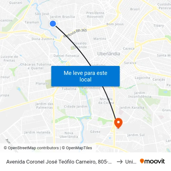 Avenida Coronel José Teófilo Carneiro, 805-901 to Unitri map
