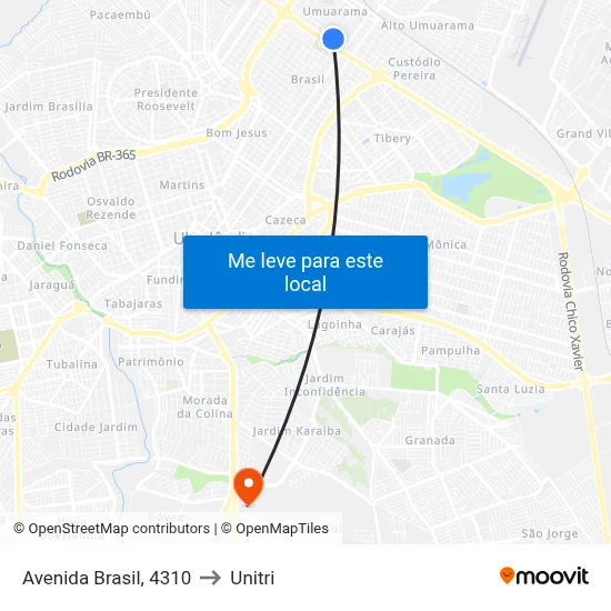 Avenida Brasil, 4310 to Unitri map