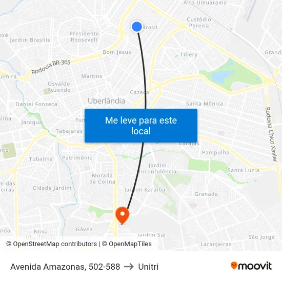 Avenida Amazonas, 502-588 to Unitri map