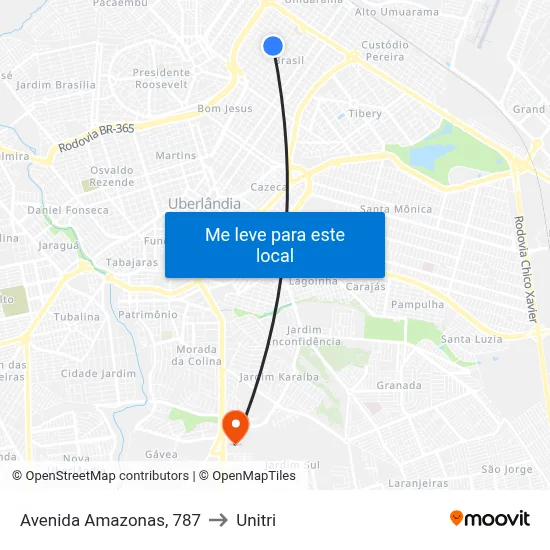 Avenida Amazonas, 787 to Unitri map