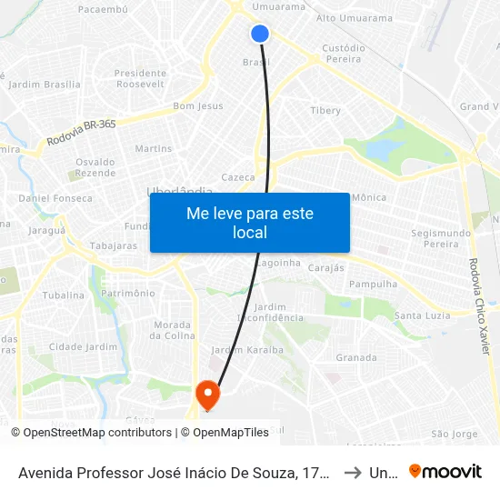 Avenida Professor José Inácio De Souza, 1720-1808 to Unitri map