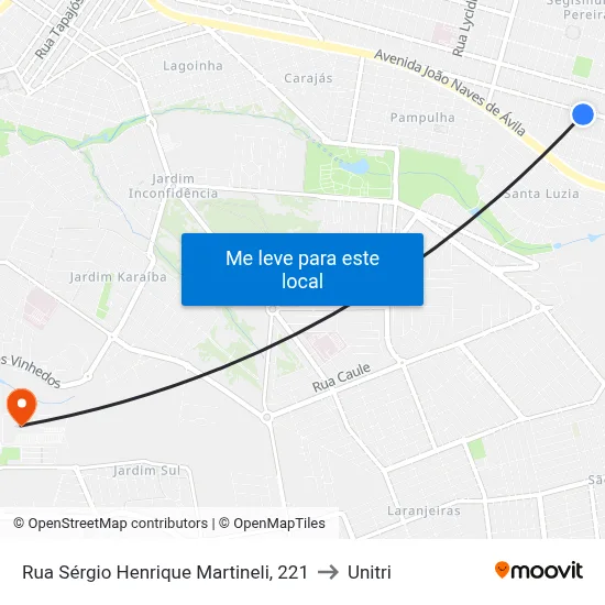 Rua Sérgio Henrique Martineli, 221 to Unitri map