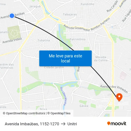 Avenida Imbaúbas, 1152-1270 to Unitri map