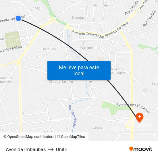 Avenida Imbaúbas to Unitri map