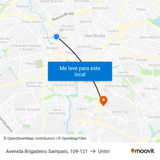 Avenida Brigadeiro Sampaio, 109-121 to Unitri map
