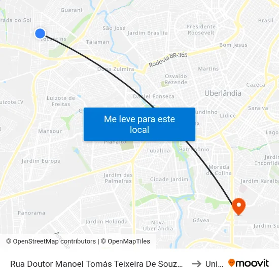 Rua Doutor Manoel Tomás Teixeira De Souza, 665 to Unitri map