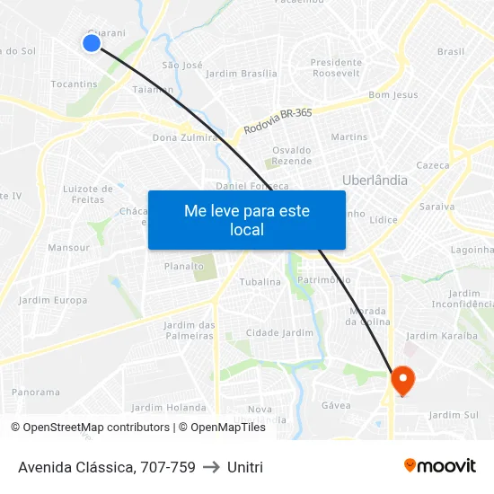 Avenida Clássica, 707-759 to Unitri map