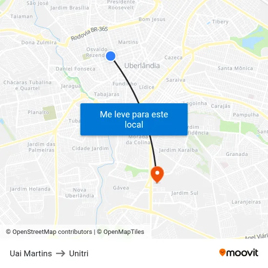 Uai Martins to Unitri map