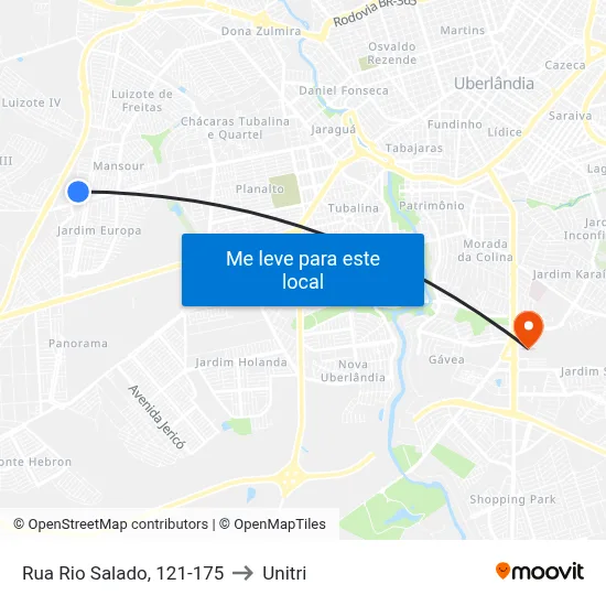 Rua Rio Salado, 121-175 to Unitri map