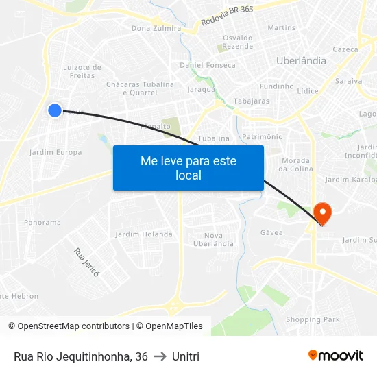 Rua Rio Jequitinhonha, 36 to Unitri map