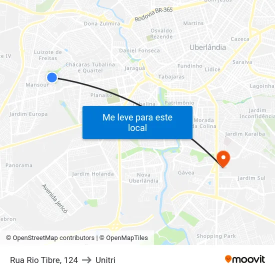 Rua Rio Tibre, 124 to Unitri map