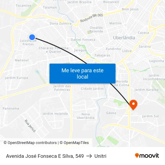 Avenida José Fonseca E Sílva, 549 to Unitri map