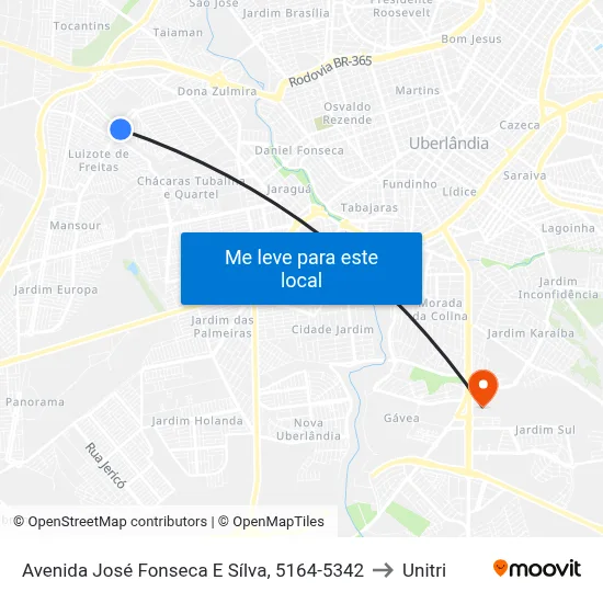 Avenida José Fonseca E Sílva, 5164-5342 to Unitri map