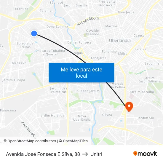 Avenida José Fonseca E Sílva, 88 to Unitri map